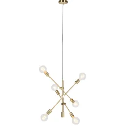 Art-Deco-Hängelampe Messing matt 6-flammig - Sydney