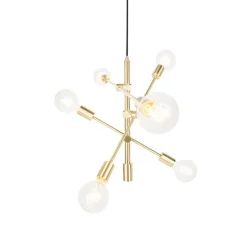 Art-Deco-Hängelampe Messing matt 6-flammig - Sydney