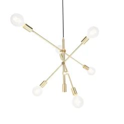 Art-Deco-Hängelampe Messing matt 6-flammig - Sydney