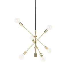 Art-Deco-Hängelampe Messing matt 6-flammig - Sydney