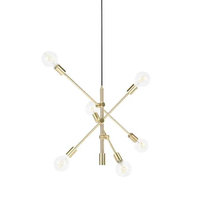 Art-Deco-Hängelampe Messing matt 6-flammig - Sydney