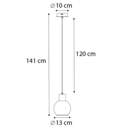 Art-Deco-Hängelampe schwarz mit Rauchglas - Vidro