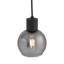 Art-Deco-Hängelampe schwarz mit Rauchglas - Vidro