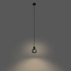 Art-Deco-Hängelampe schwarz mit Rauchglas - Vidro