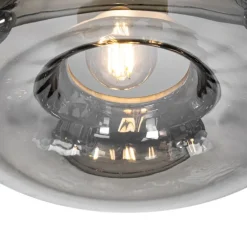 Art-Deco-Hängelampe schwarz mit Rauchglas rund 3-flammig – Ayesha