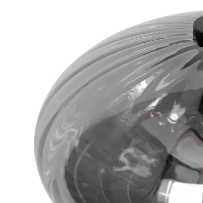 Art-Deco-Hängelampe schwarz mit Rauchglas rund 3-flammig – Ayesha