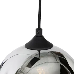 Art-Deco-Hängelampe schwarz mit Rauchglas 5 Lichter - Wallace