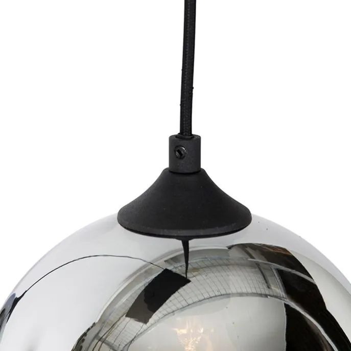 Art-Deco-Hängelampe schwarz mit Rauchglas 5 Lichter - Wallace