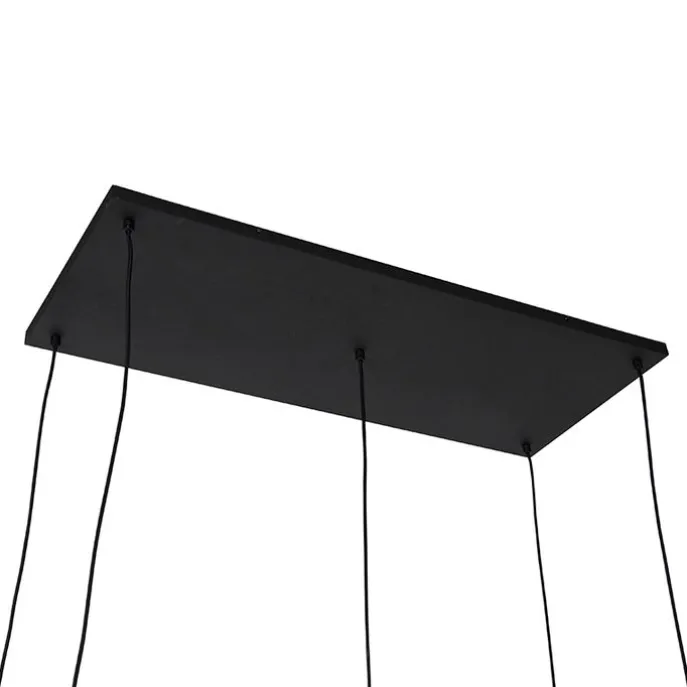 Art-Deco-Hängelampe schwarz mit Rauchglas 5 Lichter - Wallace