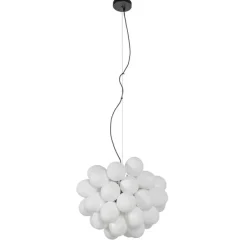 Art-Deco-Hängelampe schwarz mit Opalglas 8-flammig rund – Uvas