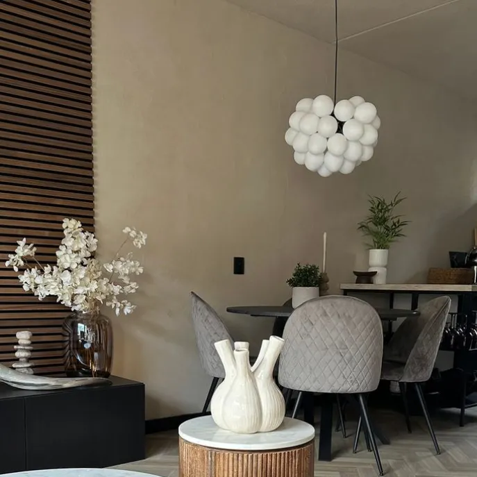 Art-Deco-Hängelampe schwarz mit Opalglas 8-flammig rund – Uvas