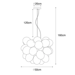 Art-Deco-Hängelampe schwarz mit Opalglas 8-flammig rund – Uvas