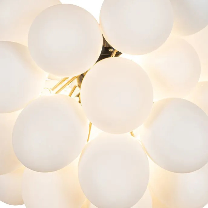 Art-Deco-Hängelampe schwarz mit Opalglas 8-flammig rund – Uvas