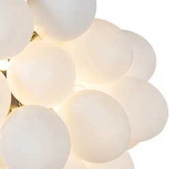 Art-Deco-Hängelampe schwarz mit Opalglas 8-flammig rund – Uvas