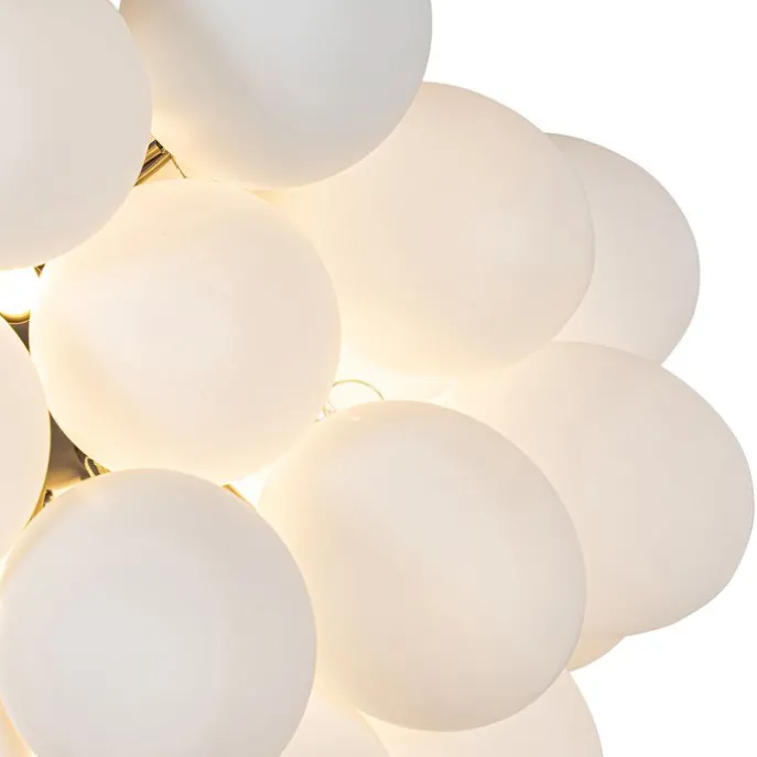 Art-Deco-Hängelampe schwarz mit Opalglas 8-flammig rund – Uvas