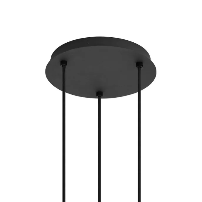 Art-Deco-Hängelampe schwarz mit Rauchglas rund 3-flammig - Vidro