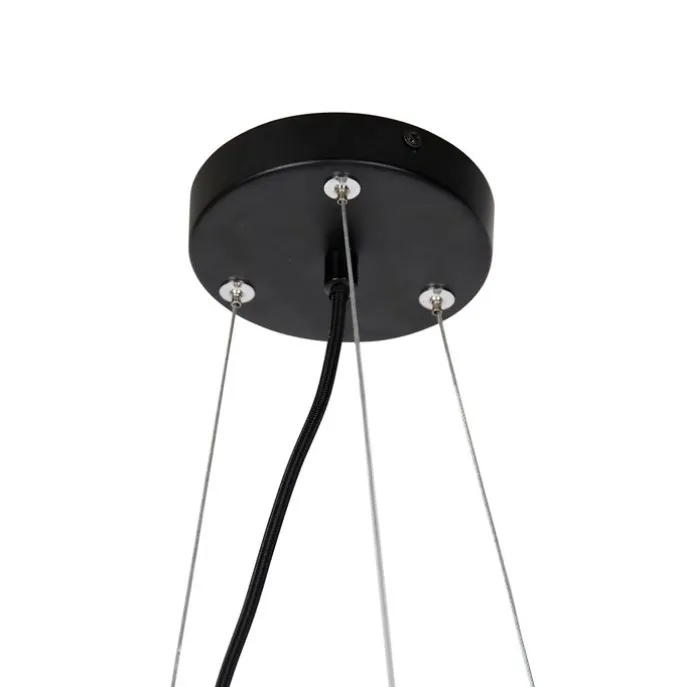 Art-Deco-Hängelampe schwarz mit Rauchglas 12-flammig – David