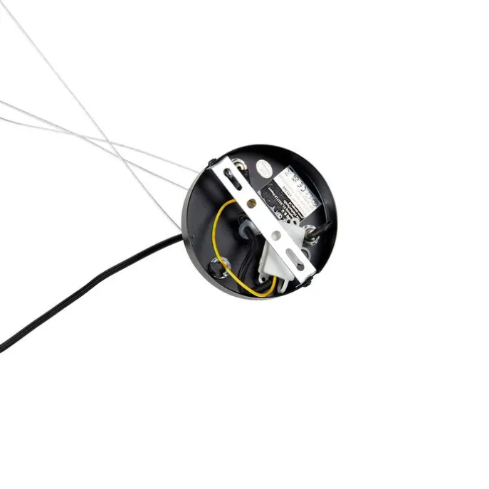 Art-Deco-Hängelampe schwarz mit Rauchglas 12-flammig – David