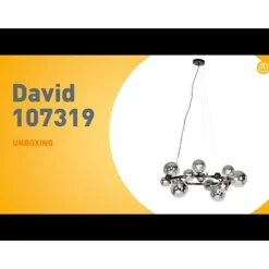 Art-Deco-Hängelampe schwarz mit Rauchglas 12-flammig – David