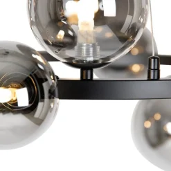 Art-Deco-Hängelampe schwarz mit Rauchglas 12-flammig – David