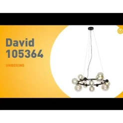 Art-Deco-Hängelampe schwarz mit bernsteinfarbenem Glas 12 Lichter – David