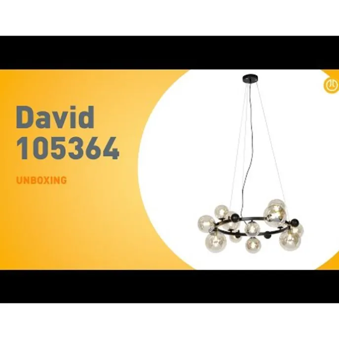 Art-Deco-Hängelampe schwarz mit bernsteinfarbenem Glas 12 Lichter – David