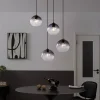 Art-Deco-Hängelampe schwarz mit Rauchglas rund 4-flammig - Bao