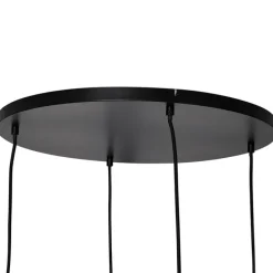 Art-Deco-Hängelampe schwarz mit Rauchglas rund 4-flammig - Bao