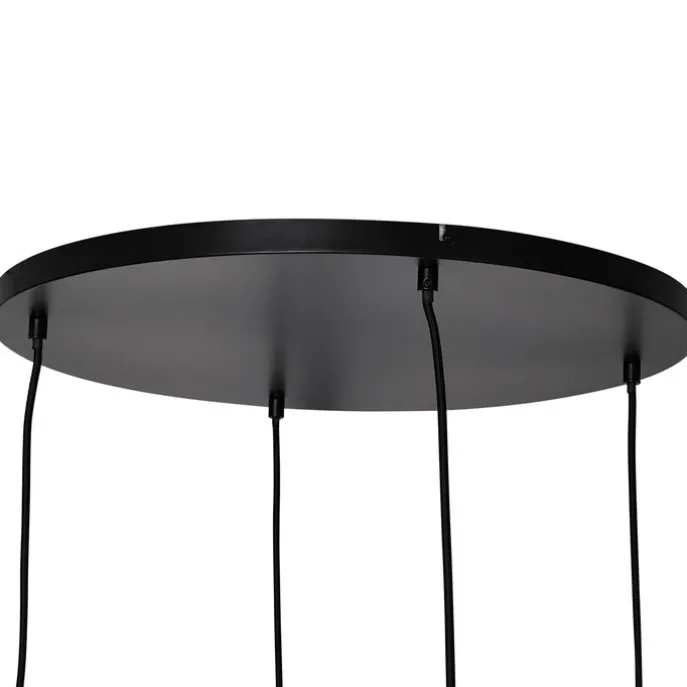 Art-Deco-Hängelampe schwarz mit Rauchglas rund 4-flammig - Bao