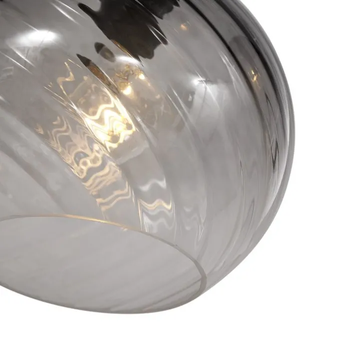 Art-Deco-Hängelampe schwarz mit Rauchglas rechteckig 4-flammig - Bao