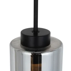 Art-Deco-Hängelampe schwarz mit Rauchglas 4-flammig – Laura