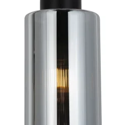 Art-Deco-Hängelampe schwarz mit Rauchglas 4-flammig – Laura