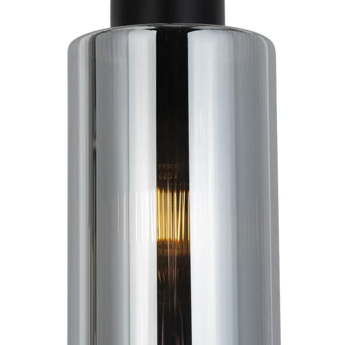 Art-Deco-Hängelampe schwarz mit Rauchglas 4-flammig – Laura