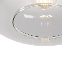 Art-Deco-Hängelampe schwarz mit Rauchglas - Bizle