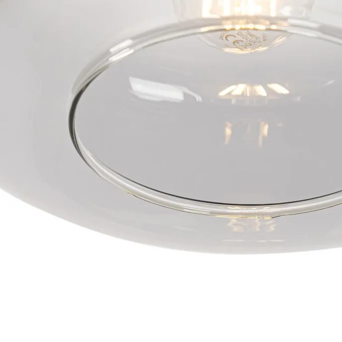 Art-Deco-Hängelampe schwarz mit Rauchglas - Bizle