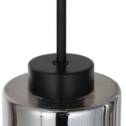 Art-Deco-Hängelampe schwarz mit Rauchglas 7-flammig – Laura