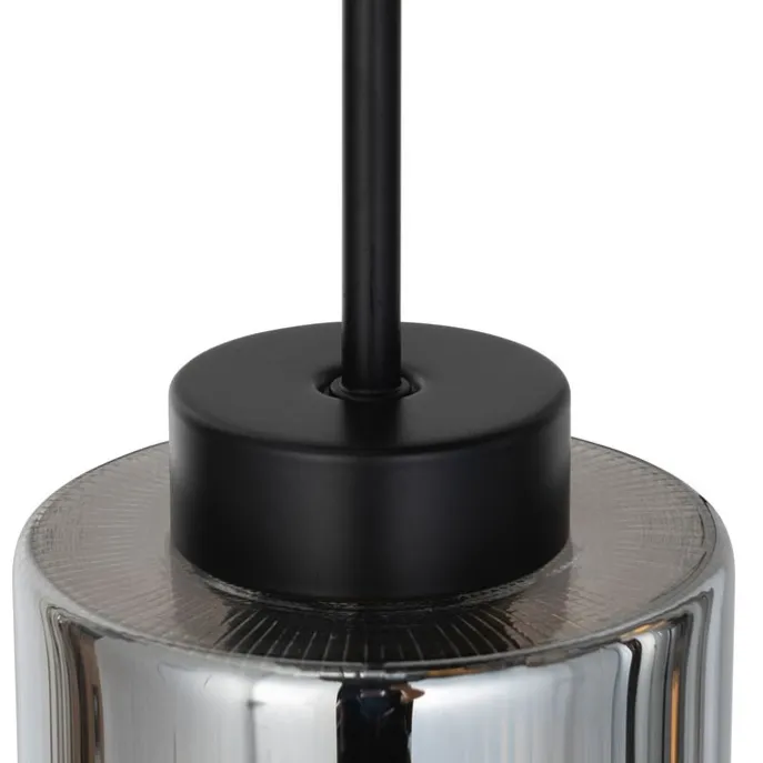 Art-Deco-Hängelampe schwarz mit Rauchglas 7-flammig – Laura