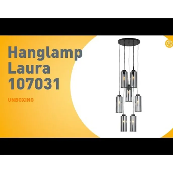 Art-Deco-Hängelampe schwarz mit Rauchglas 7-flammig – Laura