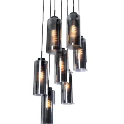 Art-Deco-Hängelampe schwarz mit Rauchglas 7-flammig – Laura