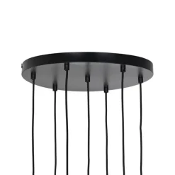 Art-Deco-Hängelampe schwarz mit Rauchglas 7-flammig – Laura