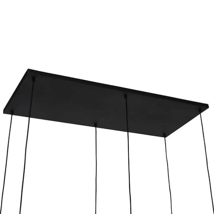 Art-Deco-Hängelampe schwarz mit Rauchglas 6 Lichter - Wallace