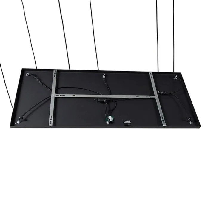 Art-Deco-Hängelampe schwarz mit Rauchglas 6 Lichter - Wallace