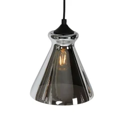 Art-Deco-Hängelampe schwarz mit Rauchglas 6 Lichter - Wallace