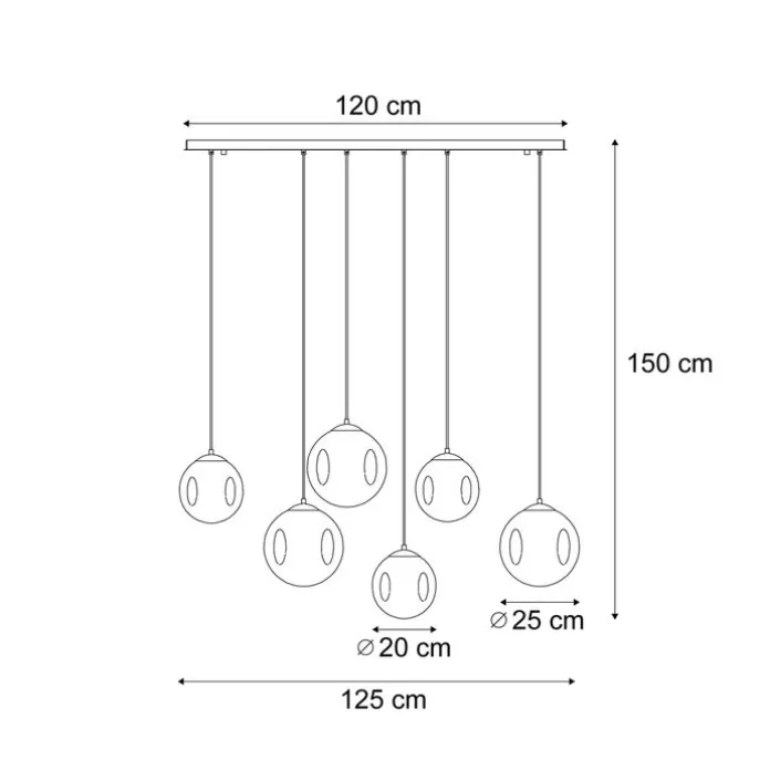 Art-Deco-Hängeleuchte schwarz mit ovaler Deckenplatte und grünem und blauem Glas 6-flammig - Douglass