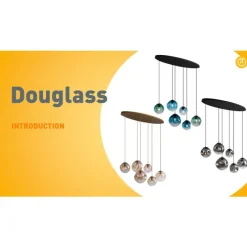 Art-Deco-Hängeleuchte schwarz mit ovaler Deckenplatte und grünem und blauem Glas 6-flammig - Douglass