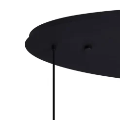 Art-Deco-Hängeleuchte schwarz mit ovaler Deckenplatte und grünem und blauem Glas 6-flammig - Douglass