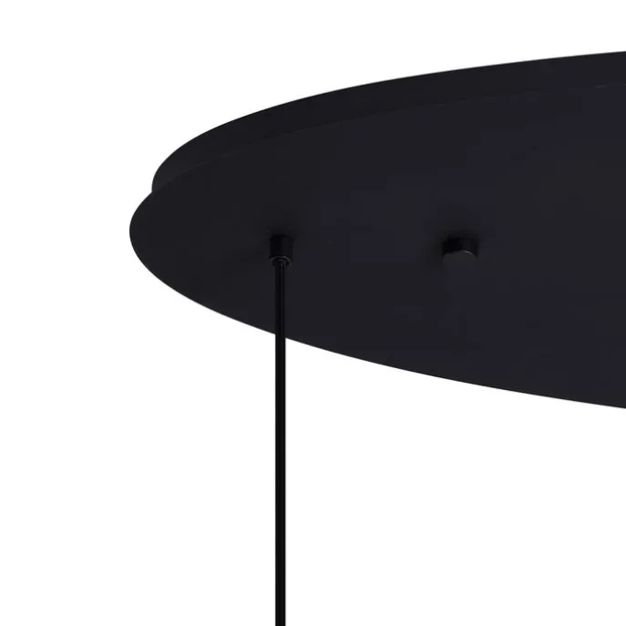 Art-Deco-Hängeleuchte schwarz mit ovaler Deckenplatte und grünem und blauem Glas 6-flammig - Douglass