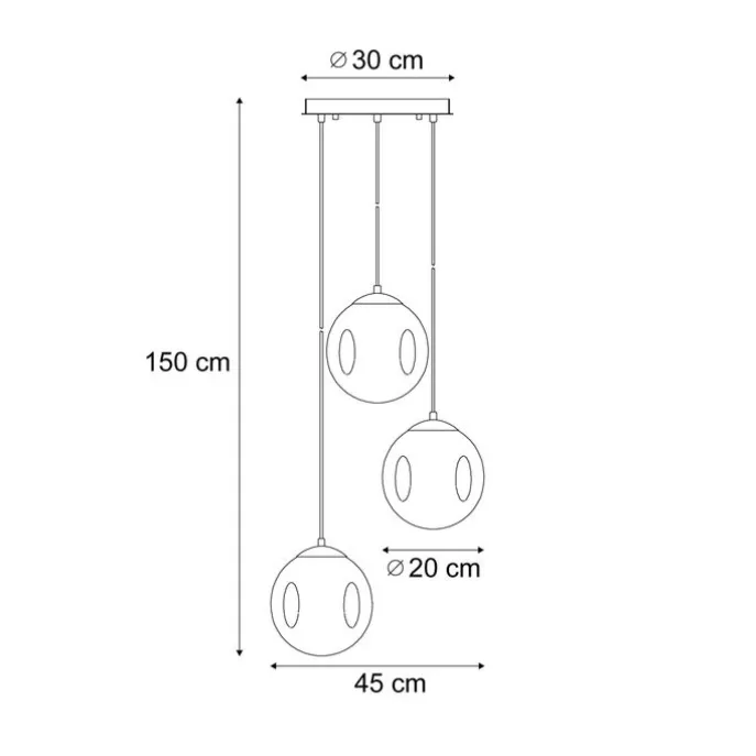 Art-Deco-Hängeleuchte schwarz mit blauem und grünem Glas 3-flammig - Douglass
