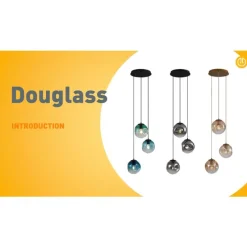 Art-Deco-Hängeleuchte schwarz mit blauem und grünem Glas 3-flammig - Douglass