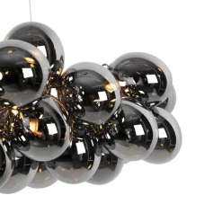 Art-Deco-Hängeleuchte schwarz mit Rauchglas 8-flammig - Uvas